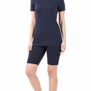 Vneck top and biker shorts set